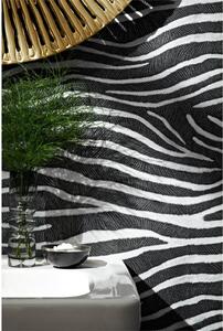 Arthouse Serengeti Zebra Print Textured Glitter Gel Black and White Wallpaper