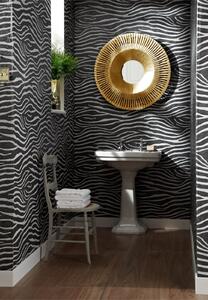 Arthouse Serengeti Zebra Print Textured Glitter Gel Black and White Wallpaper