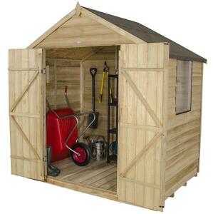 7x5ft Forest Natural Timber Overlap Apex Pressure Treated Wooden Shed
