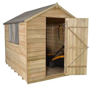 8x6ft Forest Natural Timber Overlap Apex Pressure Treated Wooden Shed