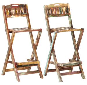 Folding Outdoor Bar Chairs 2 pcs Solid Reclaimed Wood