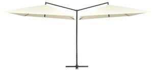 Double Parasol with Steel Pole 250x250 cm Sand White
