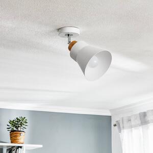 Wood ceiling light made of metal, white