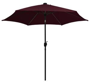 Parasol with LED Lights and Aluminium Pole 300 cm Bordeaux Red