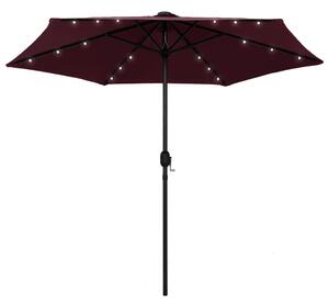 Parasol with LED Lights and Aluminium Pole 270 cm Bordeaux Red