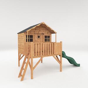 Mercia 14 x 7ft Honeysuckle Wooden Playhouse with Tower and Slide - Installation Included