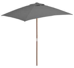 Outdoor Parasol with Wooden Pole 150x200 cm Anthracite