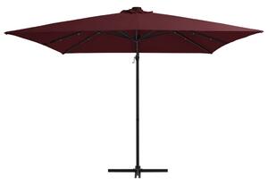 Cantilever Umbrella with LED lights Bordeaux Red 250x250 cm