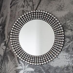 Sheriton Round Wall Mirror, 90cm Silver