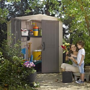 Keter Factor 6 x 6ft Outdoor Garden Apex Storage Shed - Beige/Brown