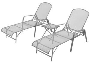 Sun Loungers 2 pcs with Table Steel Anthracite