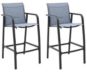Garden Bar Chairs 2 pcs Grey Textilene