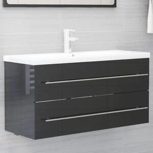 Sink Cabinet High Gloss Grey 100x38.5x48 cm Chipboard