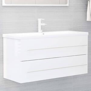 Sink Cabinet High Gloss White 100x38.5x48 cm Chipboard