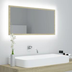 LED Bathroom Mirror Sonoma Oak 90x8.5x37 cm Engineered Wood
