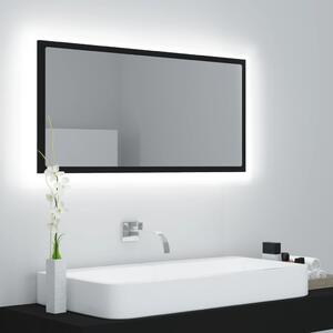 LED Bathroom Mirror Black 90x8.5x37 cm Engineered Wood