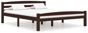 Bed Frame Dark Brown Solid Pinewood 160x200 cm