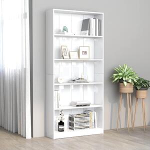 5-Tier Book Cabinet High Gloss White 80x24x175 cm Engineered Wood