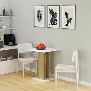 Bistro Table White and Sonoma Oak 60x60x75 cm Chipboard