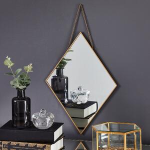 Hanging Chain Diamond Wall Mirror, Gold Effect Effect 27cm Gold