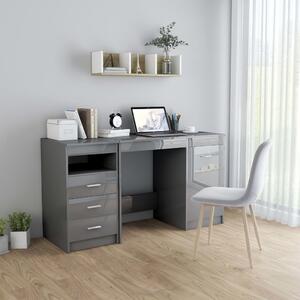 Desk High Gloss Grey 140x50x76 cm Chipboard