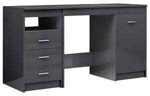 Desk High Gloss Grey 140x50x76 cm Engineered Wood