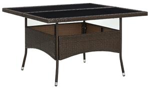 Outdoor Dining Table Brown Poly Rattan and Glass