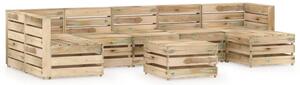 8 Piece Garden Lounge Set Green Impregnated Pinewood