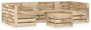 7 Piece Garden Lounge Set Green Impregnated Pinewood