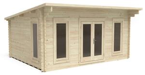 Forest Mendip 5.0m x 4.0m Log Cabin Double Glazed, 24kg Polyester Felt, No Underlay