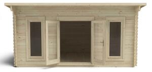 Forest Mendip 5.0m x 4.0m Log Cabin Double Glazed, 24kg Polyester Felt, Plus Underlay