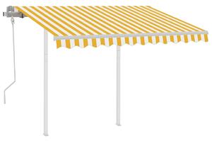 Manual Retractable Awning with Posts 3x2.5 m Yellow and White