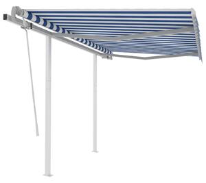 Manual Retractable Awning with Posts 3x2.5 m Blue and White