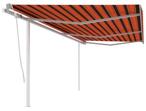 Manual Retractable Awning with Posts 6x3 m Orange and Brown
