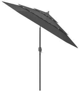 3-Tier Parasol with Aluminium Pole Black 2.5 m