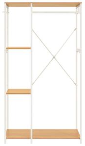 Wardrobe White and Oak 90x40x167 cm Metal and Chipboard