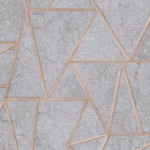 DUTCH WALLCOVERINGS Wallpaper Triangles Grey and Silver