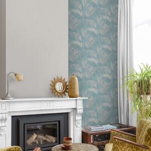DUTCH WALLCOVERINGS Wallpaper Palm Springs Blue and Grey