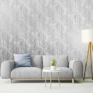 DUTCH WALLCOVERINGS Wallpaper Rhea Trees Grey and Silver