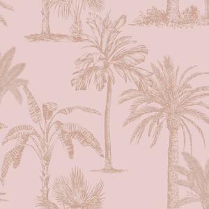 DUTCH WALLCOVERINGS Wallpaper Tropical Trees Pink