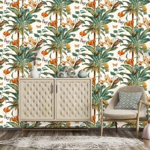 DUTCH WALLCOVERINGS Wallpaper Tropical Palm Green and Orange