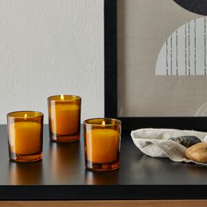 Pack of 3 Amber Votive Candles Black