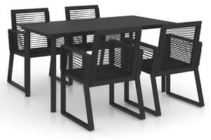 5 Piece Outdoor Dining Set PVC Rattan Black