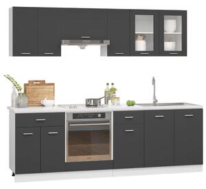 8 Piece Kitchen Cabinet Set Grey Engineered Wood