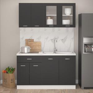 4 Piece Kitchen Cabinet Set Grey Chipboard