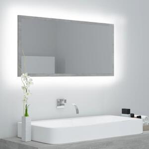 LED Bathroom Mirror Concrete Grey 90x8.5x37 cm Engineered Wood
