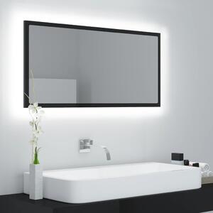 LED Bathroom Mirror High Gloss Black 90x8.5x37 cm Engineered Wood