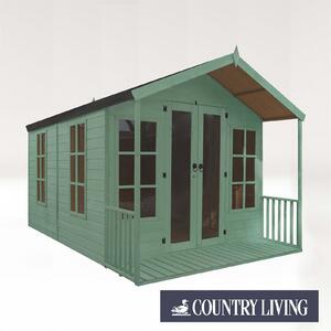 Country Living Tuxford 12 x 8 Premium Traditional Summerhouse Painted + Installation - Aurora Green