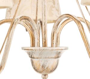 Malbo chandelier 5-bulb white, fabric lampshades