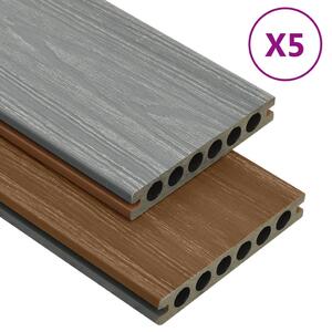 WPC Decking Boards with Accessories Brown and Grey 10 m² 2.2 m